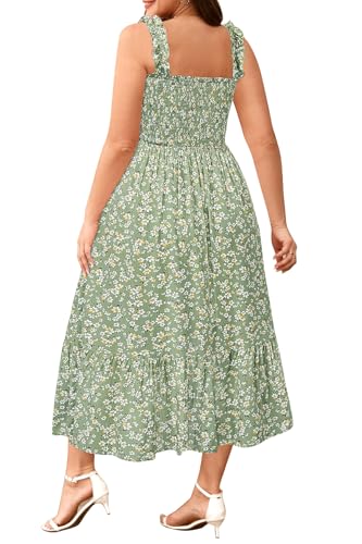 Plus Size Summer Dress - Sun Boho Beach Casual Floral Spaghetti Strap Sleeveless Long Maxi Dresses2