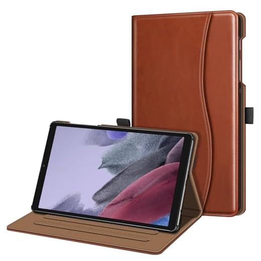 Fintie Capa para Samsung Galaxy Tab A7 Lite 8,7 polegadas 2021 modelo (SM-T220/T225/T227), capa traseira com suporte inteligente de visualização multiângulo com bolso, marrom