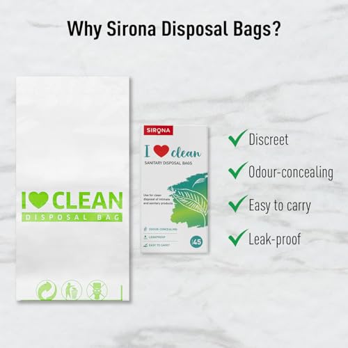 Image of Sirona Sanitary Disposal Bags - 45 | Leakproof, Odor-Concealing Disposal for Tampons, Pads, Liners & More | Hygienic & Travel-Friendly (45 Pack)