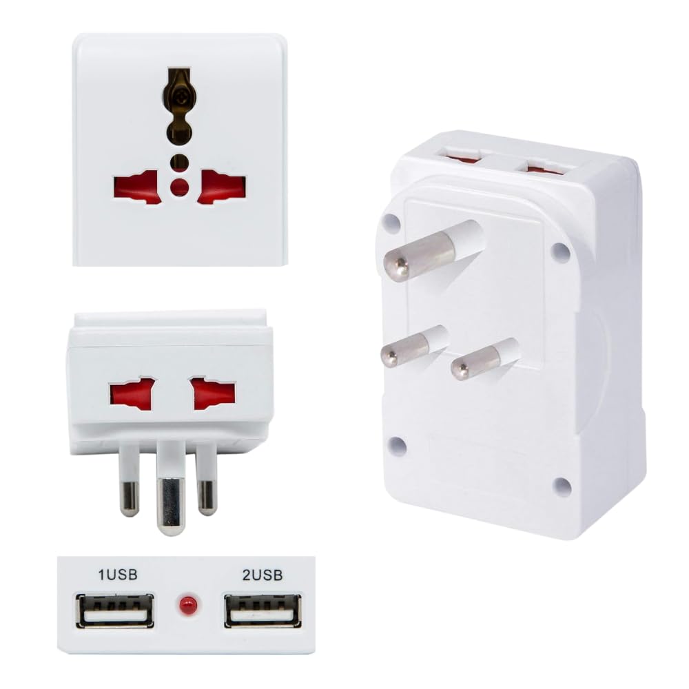 Hi-Plasst Universal Multiplug with Dual USB Ports | India Adapter for USA Devices | 3-Pin Socket with Type-D Plug | Adapter Plug with LED Indicator, Travel Adapter for Home, Office & On-The-Go Use-image-19