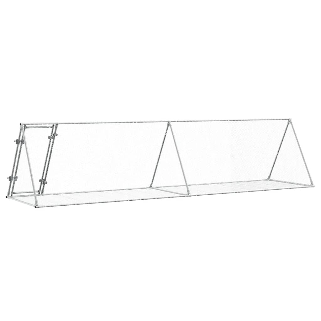 vidaXL Conigliera Argento 400x105x91 cm in Acciaio Zincato gabbia per conigli da esterno casetta per animali casetta per conigli