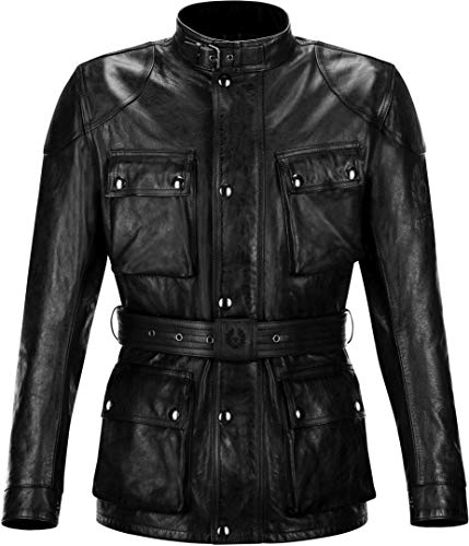 Belstaff Trialmaster Pro Motorrad Lederjacke (Black,4XL)