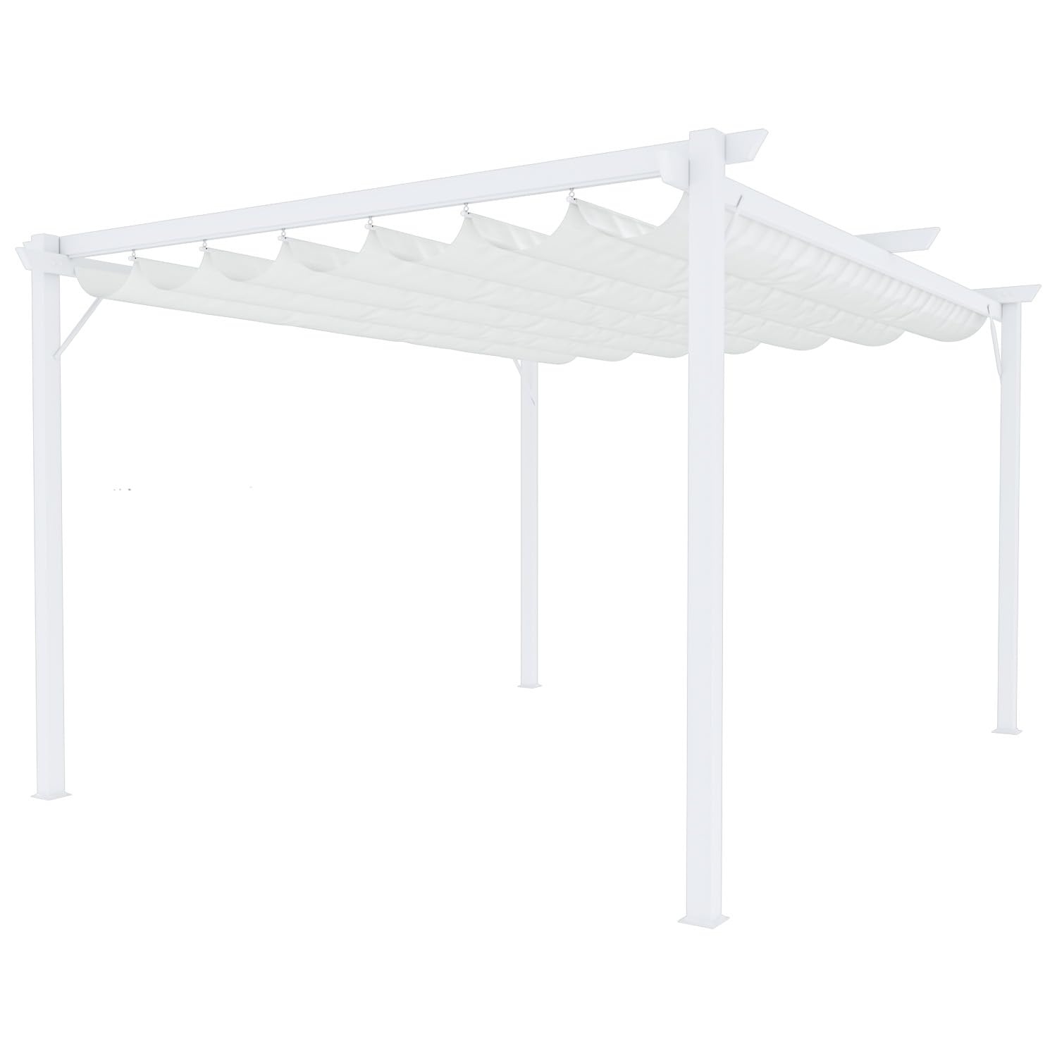 Gazebo Pergola 3 x 4 M con Telo Bianco Impermeabile Retrattile Richiudibile Struttura in Acciaio Bianco per Giardino Terrazzo Piscina Esterno Fiere Campeggio Design Elegante