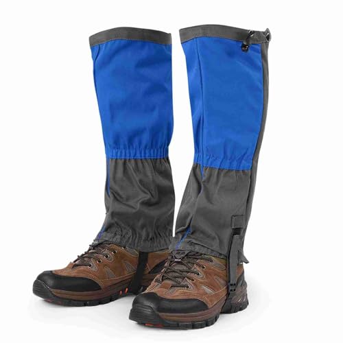 Jwthee 1 Pair Waterproof Leg Gaiters, Lightweight Adjustable Boot Gaiters, Legging Gaiters Shoe Boots Cover for Hiking, Hunting, Climbing (Blue)