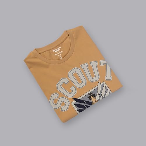 Image of Free Authority Official Attack On Titans:Scout Anime Graphic Print Pure Cotton Brown Regular Fit Sleeveless Tank Tshirt for Men