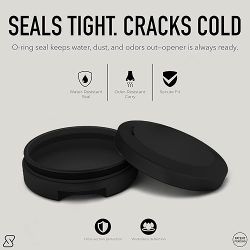 Image of The Breacher | Metal Container for Zyn with Bottle Opener, Premium Aluminum Can & Rugged Pouch Holder | Extra Capacity, Knurled Grip & Used Pouch Storage | EDC (Black)