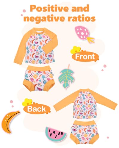 Image of ALVA 2 Pcs Long Sleeve Rash Guard Swim Diaper Sets, Baby Toddler Swimsuit UPF 50+ Sun Protection for Boy and Girl