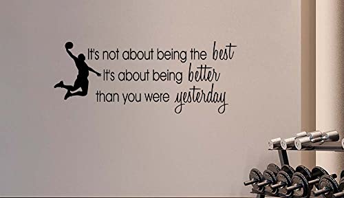 #5 It's Not About Being The Best It's About Being Better 23 X 10 Vinyl Wall Quote Decal Basketball Sticker Sports Team Decal Art Decor Motivational Inspirational Jordan Inspired Lettering #TOP1