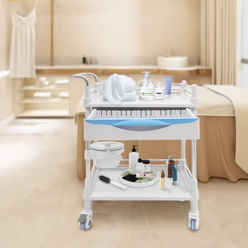 Hilberiazel Rolling Utility Cart, 2 Layers Stainless Steel Utility Rolling Cart, Commercial Office Lab Cart, For Laboratory, Hospital, Dental Use thumb #2
