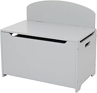 Vista 1 de Caja de juguetes de madera y baúl de almacenamiento banco de entrada con 2 bisagras de seguridad color gris