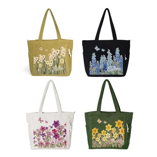 Bolsa Tote Personalizada de Pana con Mariposa para Mujer miniatura 1