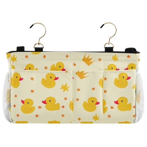 Burbuja Cute Rubber Ducks Bedside Caddy Hanging Storage Organizer with 2 Straps and Hooks for Home College Dorm Bunk Bed Hospital Bed Crib
