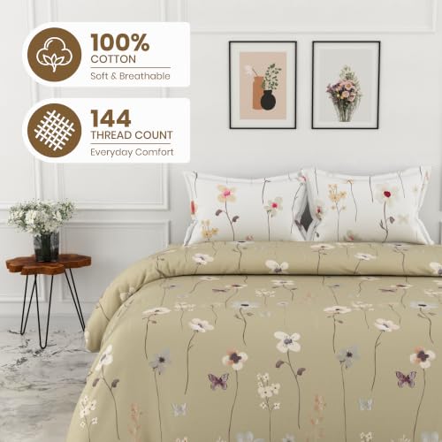 Image of Loreto 100% Cotton Bed Sheet Double Bed with 2 Pillow Covers, 88 x 90 inch