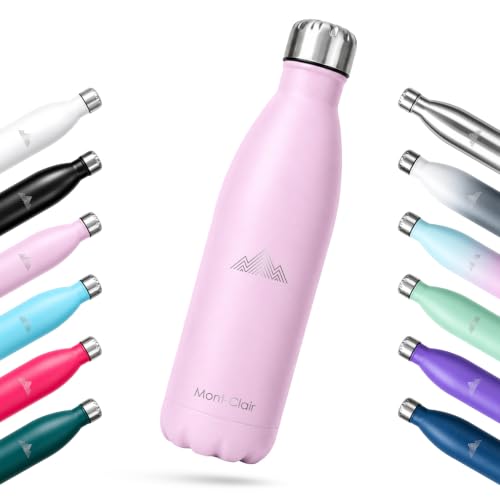 Mont-Clair Botella Isotérmica 750ML, Rosa | Acero inoxidable con doble pared de aislamiento, sin BPA – mantiene bebidas calientes 12h y frías 24h