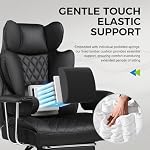 GTPLAYER Gaming Chair,Office Chair with Pocket Spring Lumbar Support, Ergonomic Comfortable Wide Office Desk Computer Chair with Outward Fixed Soft Armrests and Footrest (PU Leather, Black) - Image 4