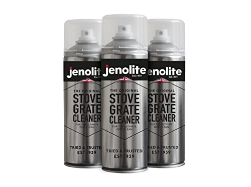 JENOLITE Limpiador de rejilla de estufa | Elimina marcas, hollín, cenizas, carbono, grasa y alquitrán | Ideal para quemadores/estufas de leña, chimeneas y barbacoas Rejillas para estufas | 3x400ml