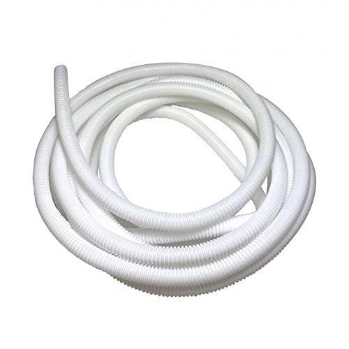 White Corrugated Conduit Split Plastic Flexible Cable Tidy Solution Tube Trunking 19.5mm - 5m, 19mm