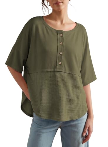 Dokotoo Blouses for Women Dressy Casual Waffle Knit Tops...