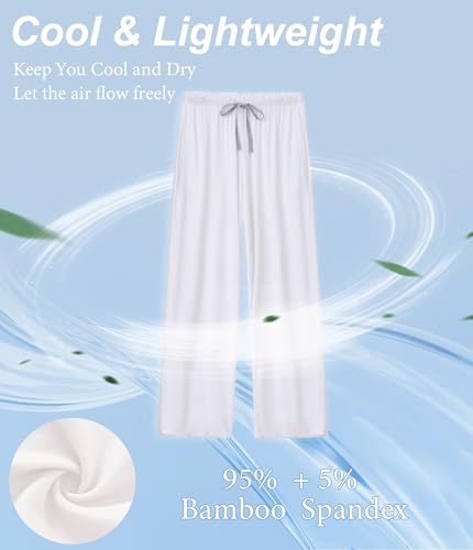 CF Women Bamboo Rayon Pajamas Pants Casual Loose Wide Leg Sleep Pants Soft Comfy Sleepwear for Lounge with Pockets2