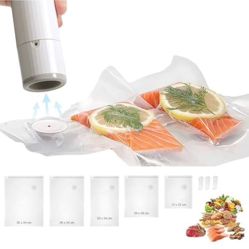 GenieX Vacuum Seal Bags for Food, Reusable Freezer Vacuum Storage Bags, Vacuum Food Saver Bags for Vacuum Sealer Hand held | Enhanced Air Valve, Easy Vacuum, Keep Fresh 5x longer (20pcs pack)