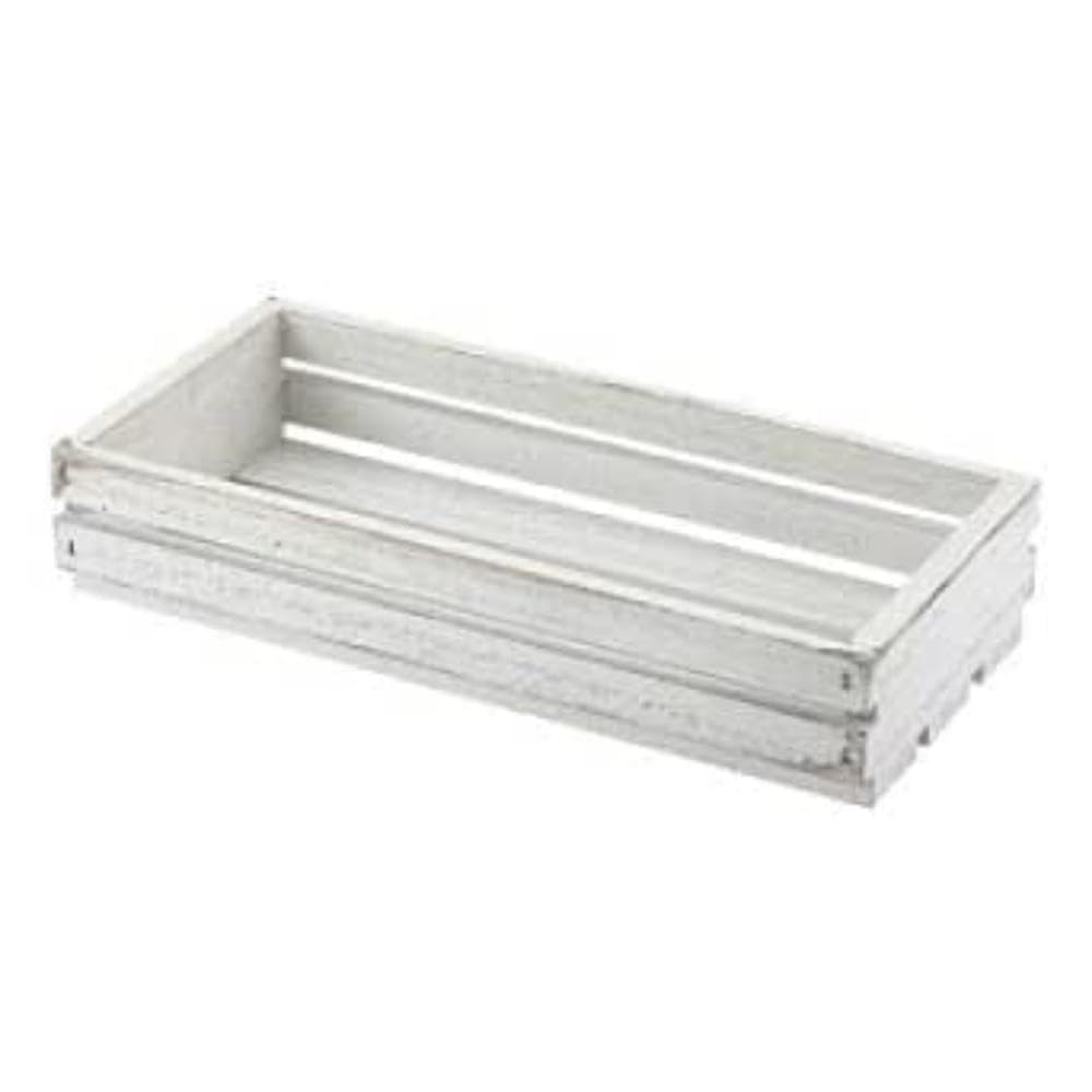 Genware White Wash Wooden Crate For Hot And Cold Buffet Service 25 x 12 x 5cm