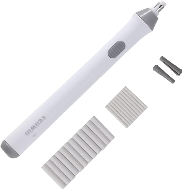 Electric Eraser, Battery Operated Eraser Kit with 22pcs Additional Replaceable Rubbers for Artists, Automatic Portable Pencil Eraser for Sketching Pencils/Drafting/Drawing/Graphite Pencils