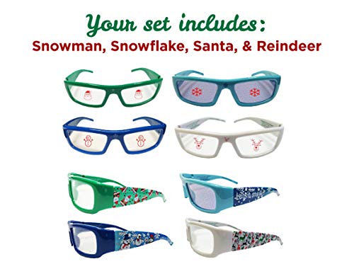 image for Holiday Specs Plastic 3D GLASSES- 4pk Holographic glasses, Look throug