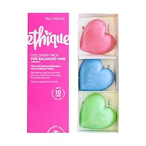 Ethique Discovery Pack for Balanced Hair – Shampoo & Conditioner – Plastic-Free, Vegan, Cruelty-Free, Eco-Friendly, 3 Travel Bars, 1.59 oz (Pack of 1)