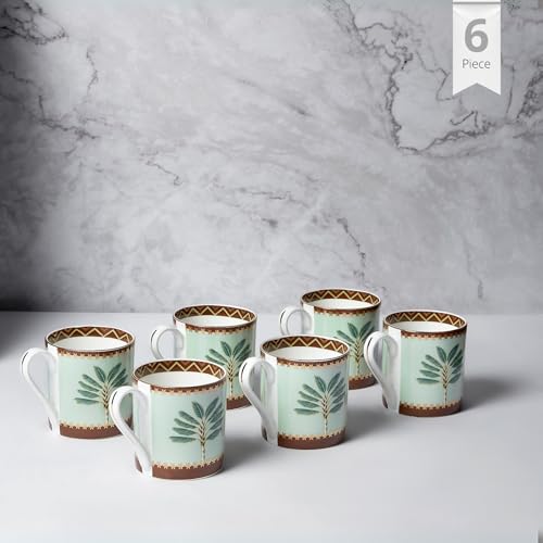 Image of India Circus Fine Bone China Coffee Mug Set of 6-220 Ml Each | Accented with 22 Carat Gold (6 Pcs)(LE09), Tea Cup Set of 6, Mugs for Coffee, Cups Set, Ideal for Gifting, Perfect for Home & Office