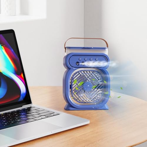 Ventilateur de brumisation USB portable rechargeable à 3 vitesses avec veilleuse LED