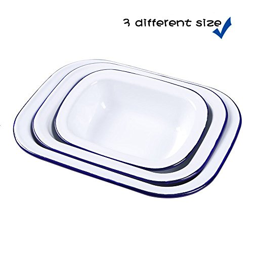 image for Webake Enamelware Roasting Pan 3 Pack Enameled Steel Oblong Pie Pan Pi