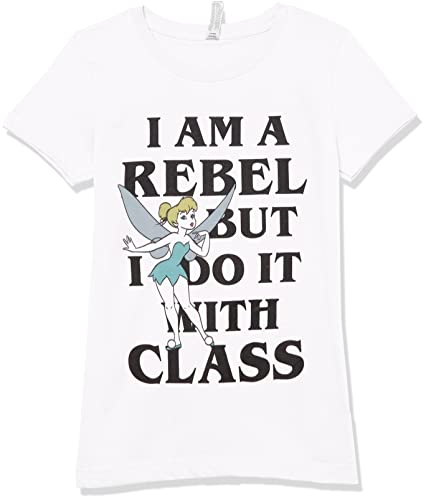 T-shirt Disney fille blanc taille Medium modèle imprimé Rebel with Class pour enfant