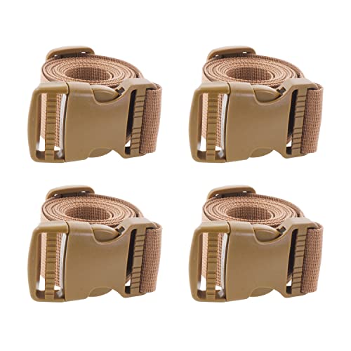 Image of Mandala Crafts Khaki Adjustable Buckle Straps Belts for Bags Luggage, 4 PCs | 65 inch Nylon Webbing, 1.5 inch Quick Side Release Clips, for Utility Use, Packing, Suitcases, Sleeping Bags, Backpacks, Camping Gear
