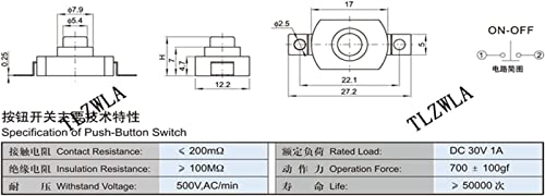 Micro-interrupteur 1712KD 30V : Solution bouton-poussoir de lampe - 5