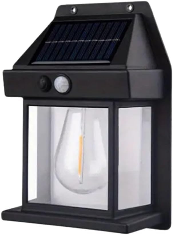 AntDau71® - Applique Lampada Da Parete Per Esterni Con Lampadina Filamento A Led Luce Calda Con Ricarica Ad Energia Solare Crepuscolare E Sensore Di Movimento – CW897
