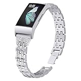 JOYOZY Slim Bling Bands Compatible with Fitbit Charge 4/Fitbit Charge 3/Charge 3 SE Smartwatch,Rhinestone Dressy Bracelet Replacement for Wristbands Accessories Jewelry Strap Women Girl