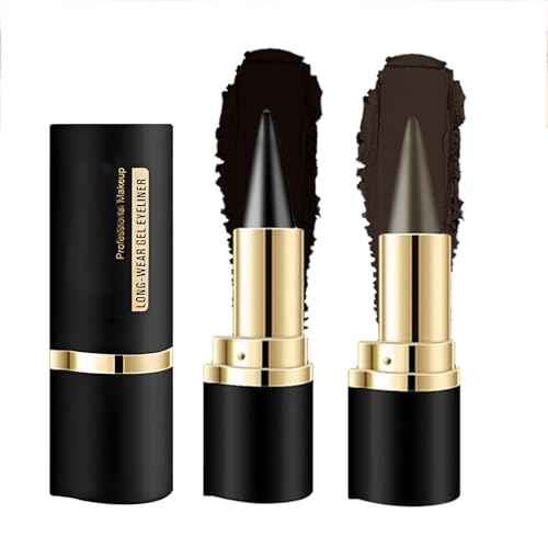 Waterproof Eyeliner Pencil, Smudge Proof Long Lasting Gel Eyeliner Pen, Highly Pigmented Kohl for Women, Perfect for Daily or Party Looks with Unique Design and Stylish (Black & Grey)