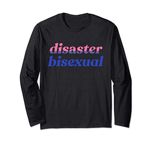 Disaster Bisexual Funny LGBTQIA Bi Pride Flag Meme Maglia a Manica