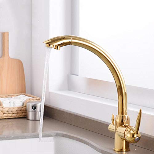 Robinet de cuisine 3 voies eau potable mitigeur évier chaud froid or direct