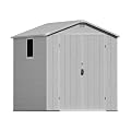 Greesum 6x6FT Plastic Outdoor Storage Shed with Floor, Resin Sheds with Lockable Double Door, Tool Sheds with Window and Vents, for Garden, Backyard, Patio, Light Gray