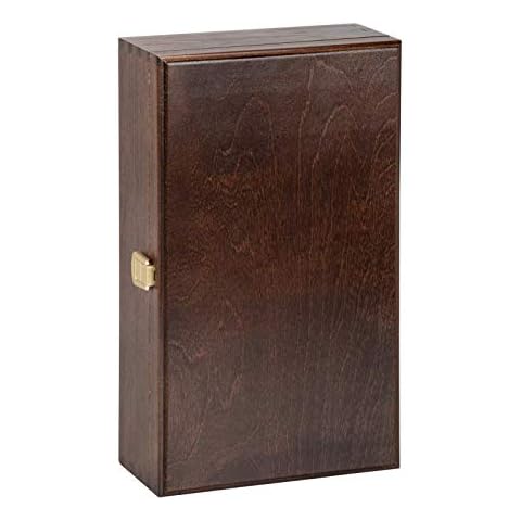 Double Bottle, Wooden Luxury Gift Box for Wine, Champagne or Whisky (Brown) Wine NOT Included Cover