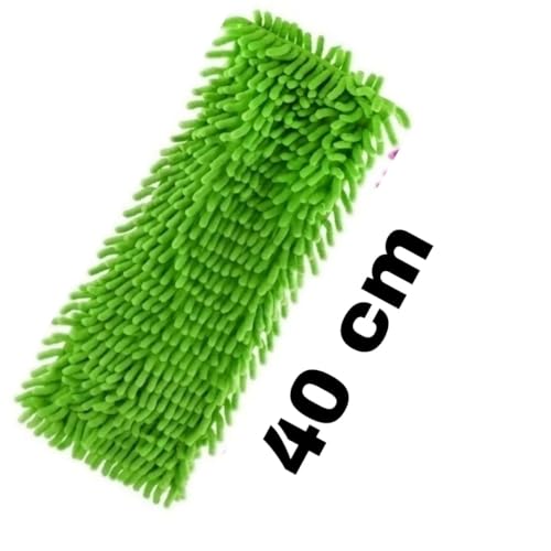 VIVALUXE 40 cm Mikrofiber Makarna Mop Başlığı 2’li Set, Yüksek Emici Chenille Mop Ucu, İz ve Tüy Bırakmaz, Parke, Seramik, Laminat ve Mermer İçin Uygun Temizlik Bezi (Turuncu, Yeşil, Mavi)