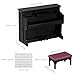TOYANDONA Piano Keyboard Dollhouse Piano Model Miniature Upright Stool Musical Educational Toy for Kids Micro Landscape Fairy Garden Black