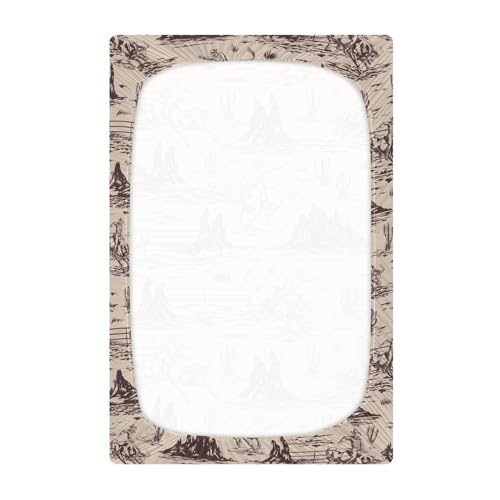 Image of Western American Cowboy Crib Sheets Soft Breathable Fitted Baby Playard Sheets Mattress Cover for Girl Boys, 39 inch x 27 inch x 5 inch