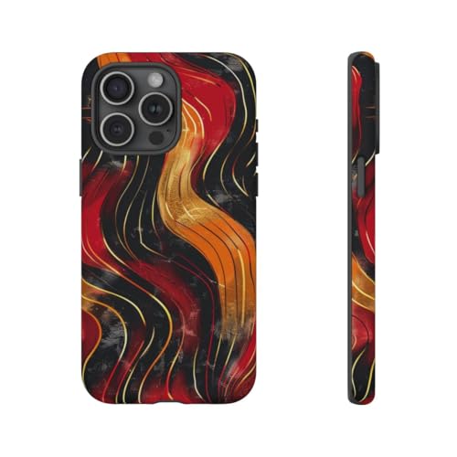 Coque rigide mate iPhone 15 Pro Max motif ondulé rouge pour café