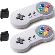 KIWITATA 2 Pack Wireless Controller for SNES Original Console, 2.4GHz Rechargeable Wireless Remote Gamepad for SNES Nintendo Entertainment System Console-7 Pin Connector