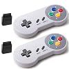 KIWITATA 2 Pack Wireless Controller for SNES Original Console, 2.4GHz Rechargeable Wireless Remote Gamepad for SNES Nintendo Entertainment System Console-7 Pin Connector