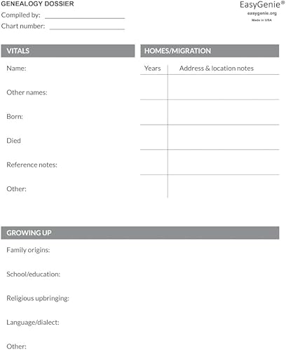 Miniatura 4 de EASYGENIE Kit de historias de genealogía hojas de trabajo, gráficos y formularios para preservar la historia familiar y los ascendentes (30 hojas)