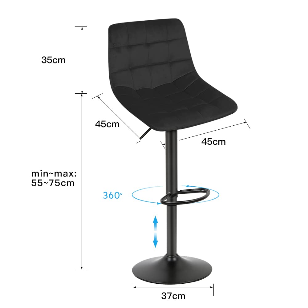 LANTUS Set 4 Sgabelli Da Bar Girevoli Con Schienale E Poggiapiedi - Altezza Regolabile 63-83 Cm, Struttura In Acciaio Inox, Seduta Imbottita, Carico 120 Kg, Design Moderno
