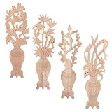 Stile unico: l'applique angolare intagliata nel legno presenta una tradizionale forma di vaso cinese, portando un'atmosfera culturale raffinata al tuo soggiorno o all'arredamento dell'ingresso, intarsi in legno intagliato, applique in legno non verniciato